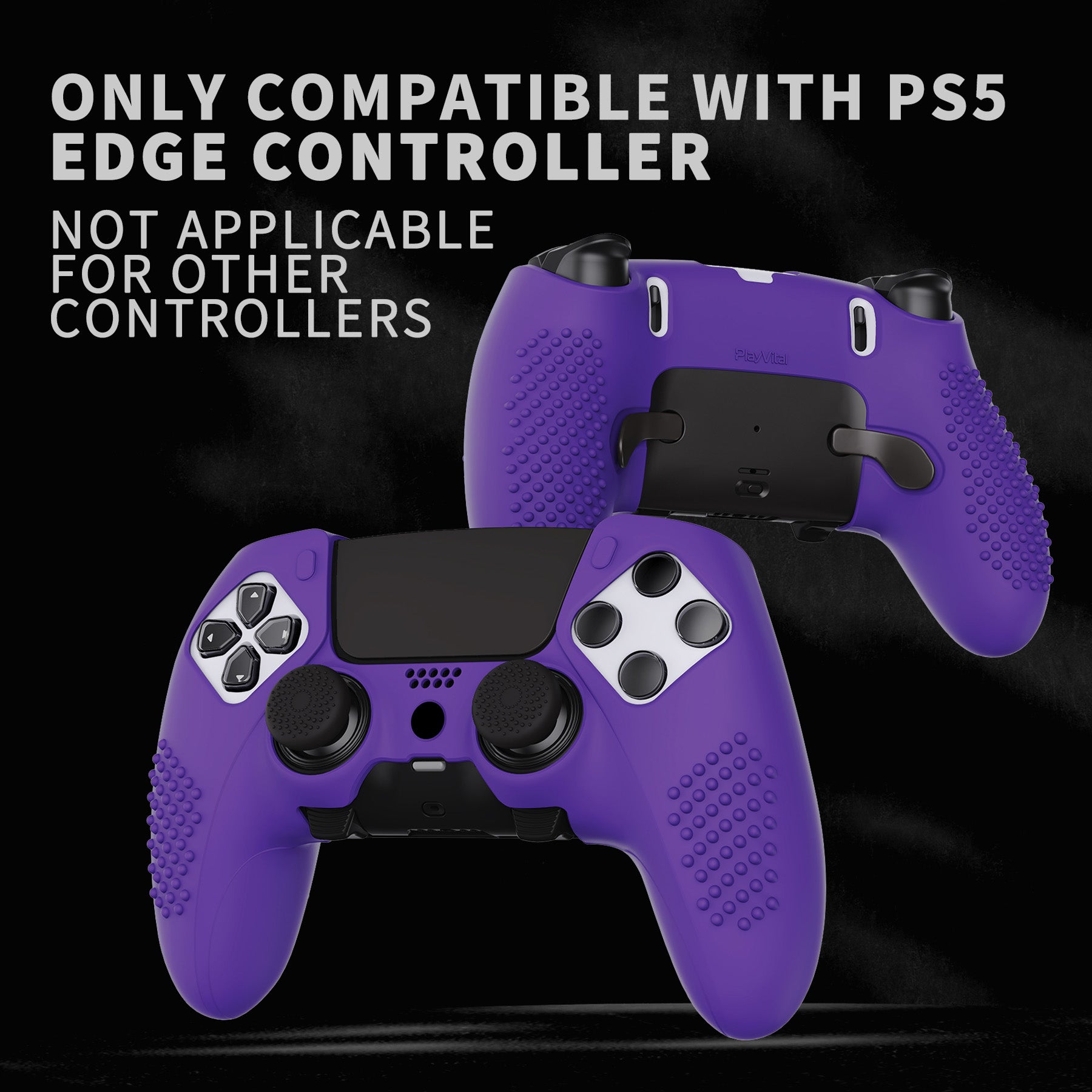 PlayVital 3D Studded Edition Anti-Slip Silicone Cover Case with Thumb Grip Caps for PS5 Edge Controller - Purple - ETPFP010 PlayVital