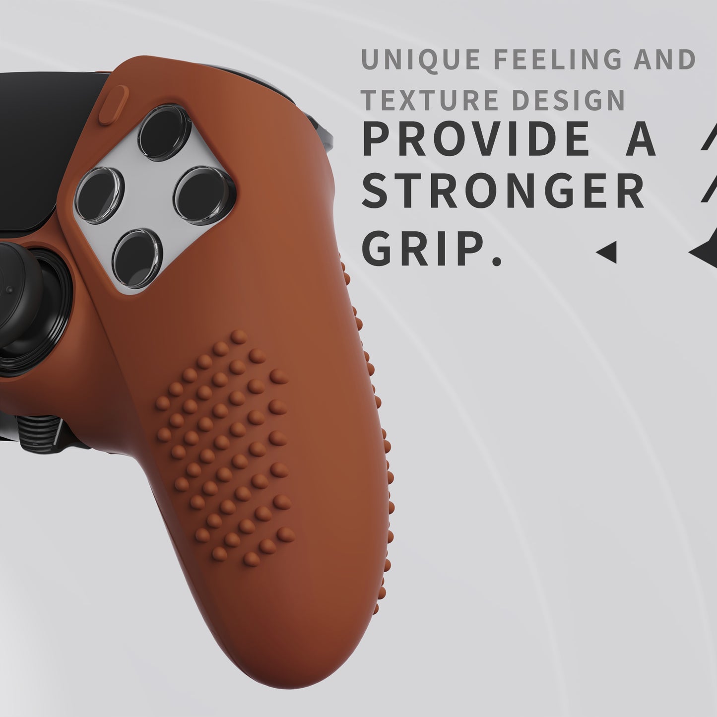 PlayVital 3D Studded Edition Anti-Slip Silicone Cover Case with Thumb Grip Caps for PS5 Edge Controller - Signal Brown - ETPFP016 PlayVital