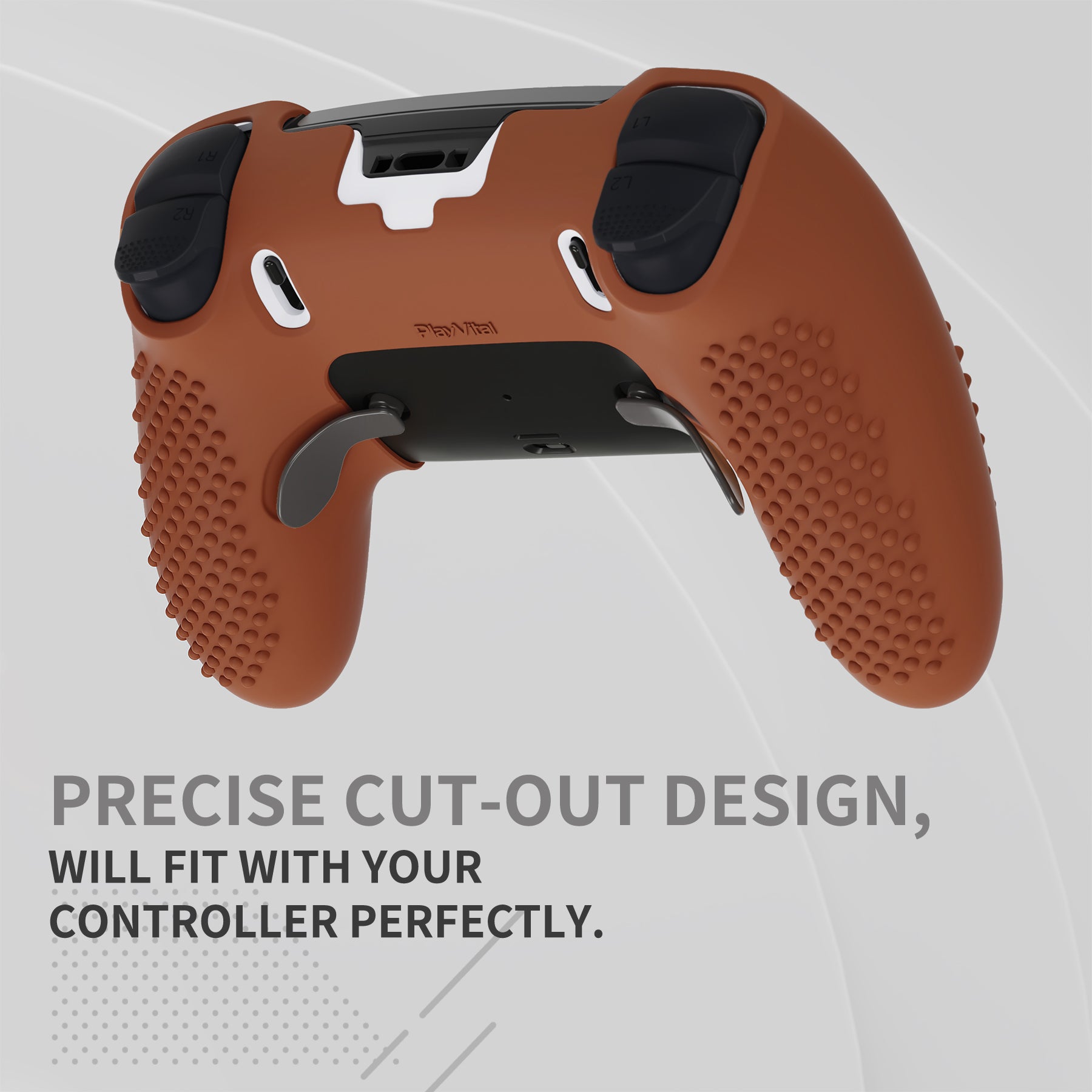 PlayVital 3D Studded Edition Anti-Slip Silicone Cover Case with Thumb Grip Caps for PS5 Edge Controller - Signal Brown - ETPFP016 PlayVital