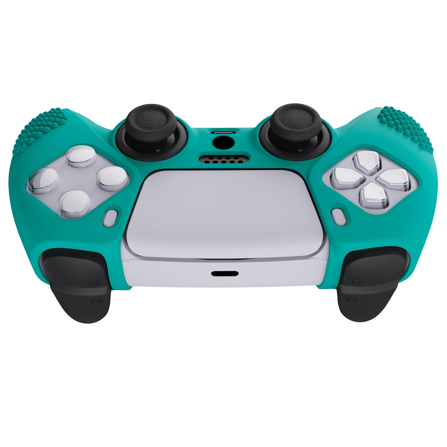 PlayVital 3D Studded Edition Anti-Slip Silicone Cover Skin with Thumb Grip Caps for PS5 Wireless Controller - Aqua Green - TDPF010 PlayVital
