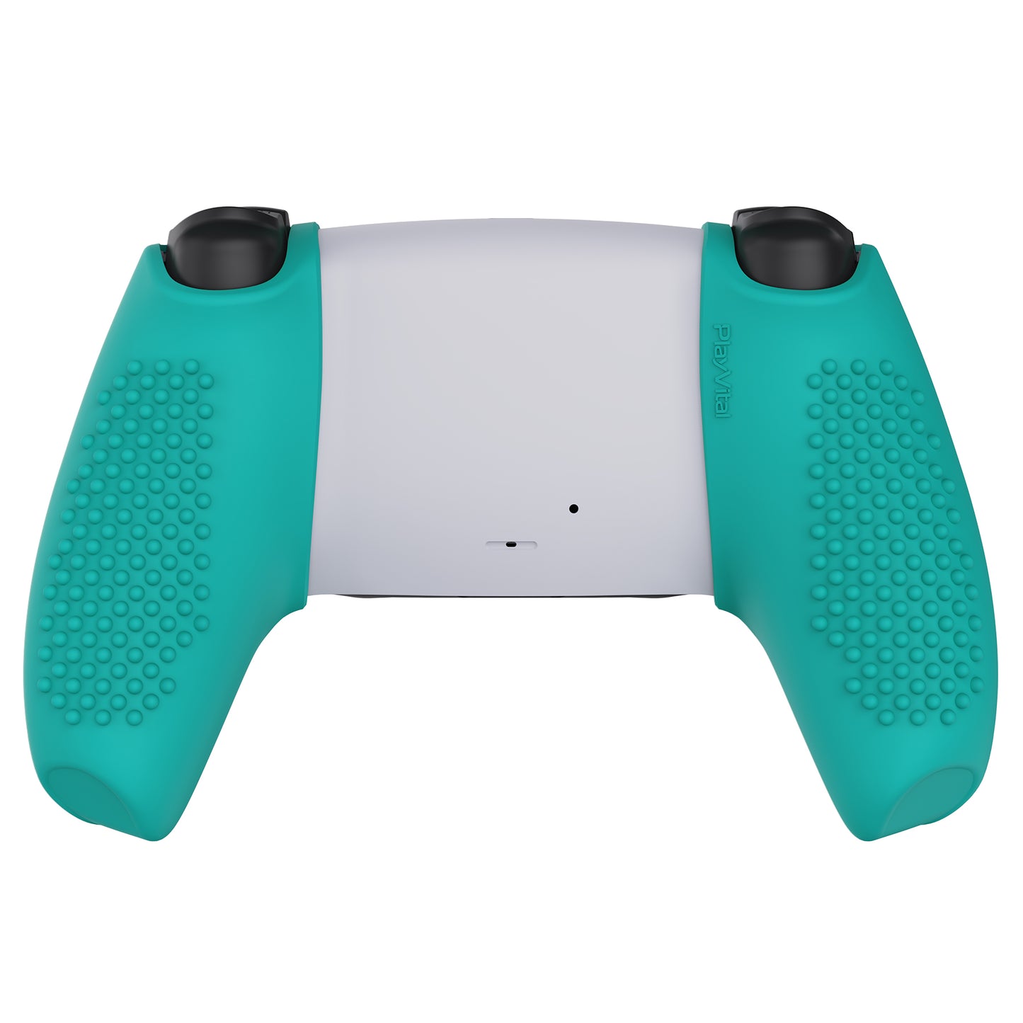 PlayVital 3D Studded Edition Anti-Slip Silicone Cover Skin with Thumb Grip Caps for PS5 Wireless Controller, Compatible with Charging Station - Aqua Green  - TDPF020 PlayVital
