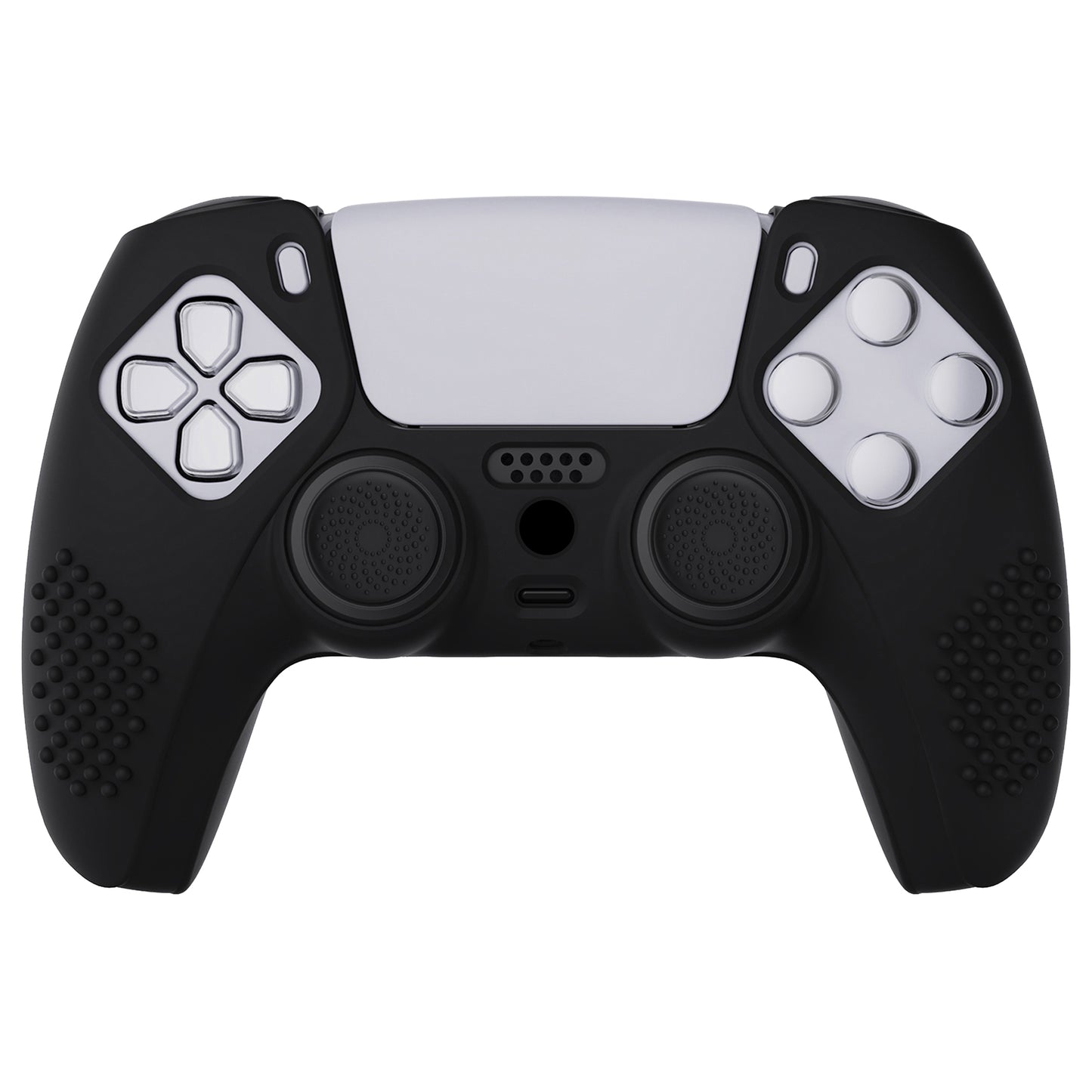 PlayVital 3D Studded Edition Anti-Slip Silicone Cover Skin with Thumb Grip Caps for PS5 Wireless Controller - Black - TDPF001 PlayVital