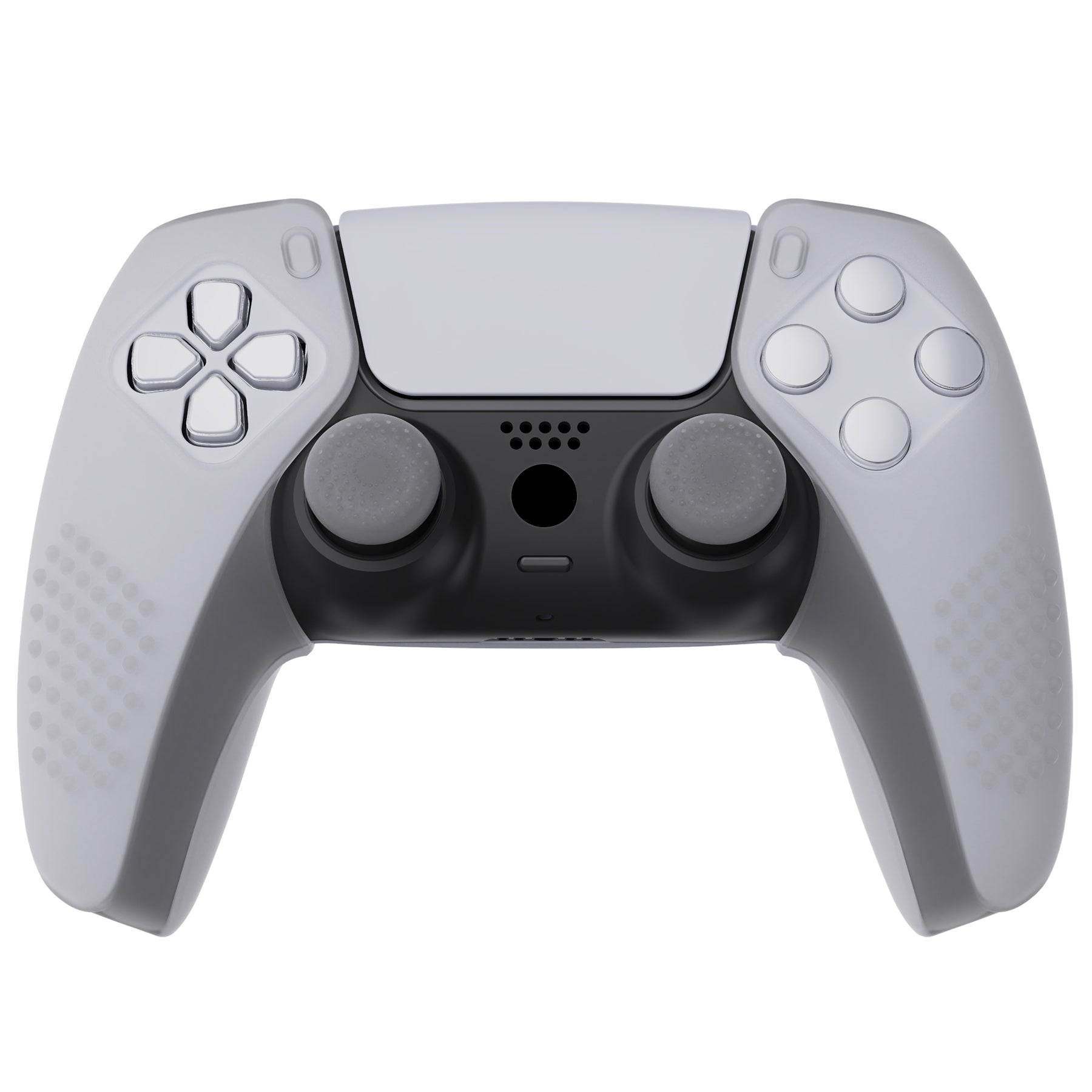 PlayVital 3D Studded Edition Anti-Slip Silicone Cover Skin with Thumb Grip Caps for PS5 Wireless Controller, Compatible with Charging Station - Clear White  - TDPF026 PlayVital