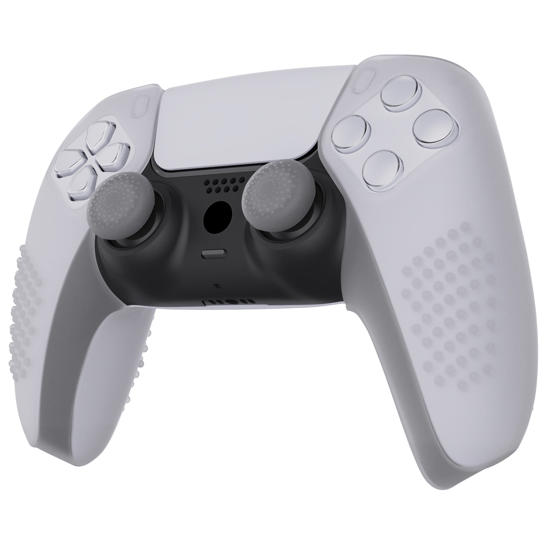 PlayVital 3D Studded Edition Anti-Slip Silicone Cover Skin with Thumb Grip Caps for PS5 Wireless Controller, Compatible with Charging Station - Clear White  - TDPF026 PlayVital