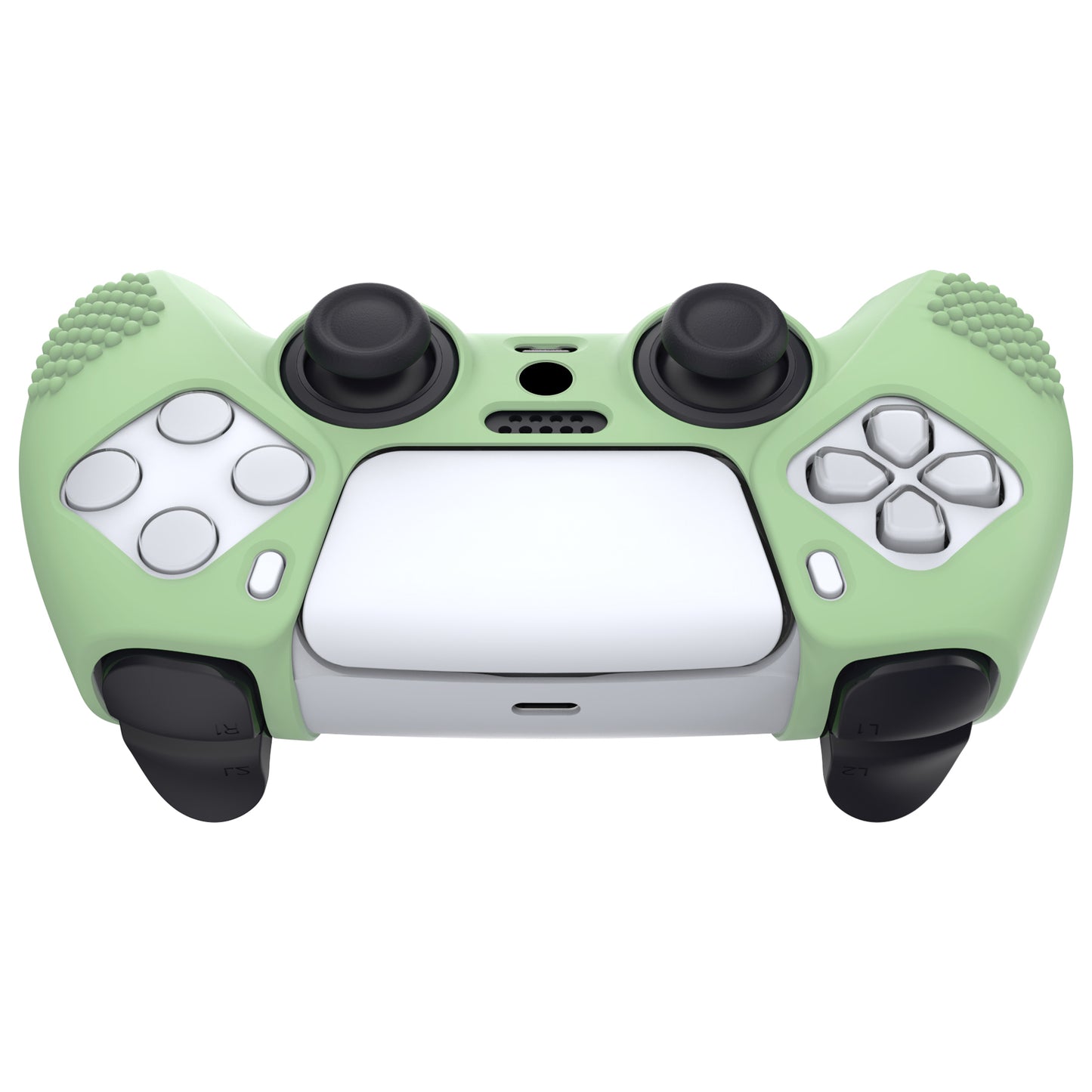 PlayVital 3D Studded Edition Anti-Slip Silicone Cover Skin with Thumb Grip Caps for PS5 Wireless Controller - Matcha Green - TDPF028 PlayVital