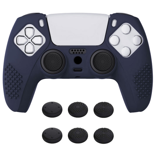 PlayVital 3D Studded Edition Anti-Slip Silicone Cover Skin with Thumb Grip Caps for PS5 Wireless Controller - Midnight Blue - TDPF003 PlayVital