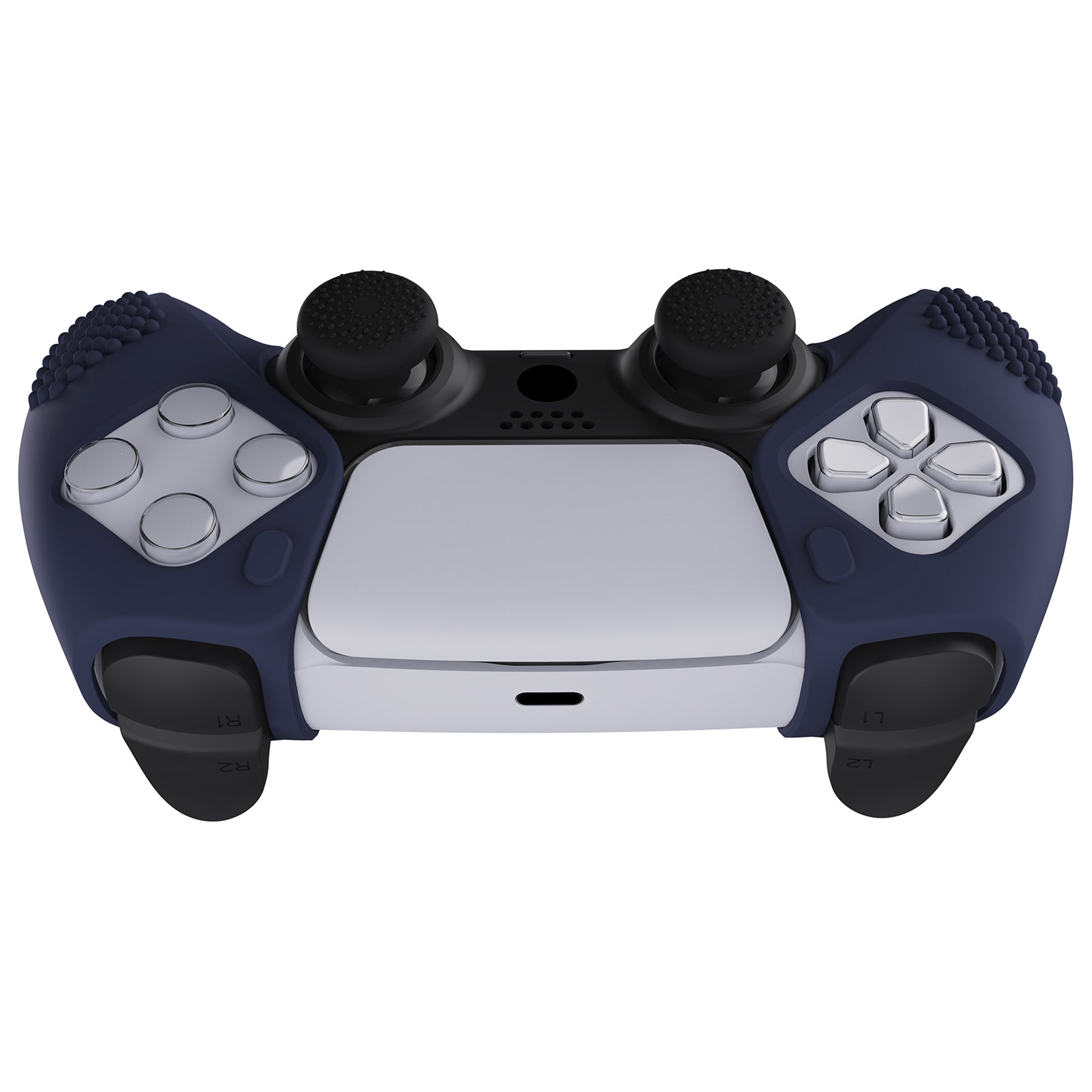 PlayVital 3D Studded Edition Anti-Slip Silicone Cover Skin with Thumb Grip Caps for PS5 Wireless Controller, Compatible with Charging Station - Midnight Blue - TDPF019 PlayVital