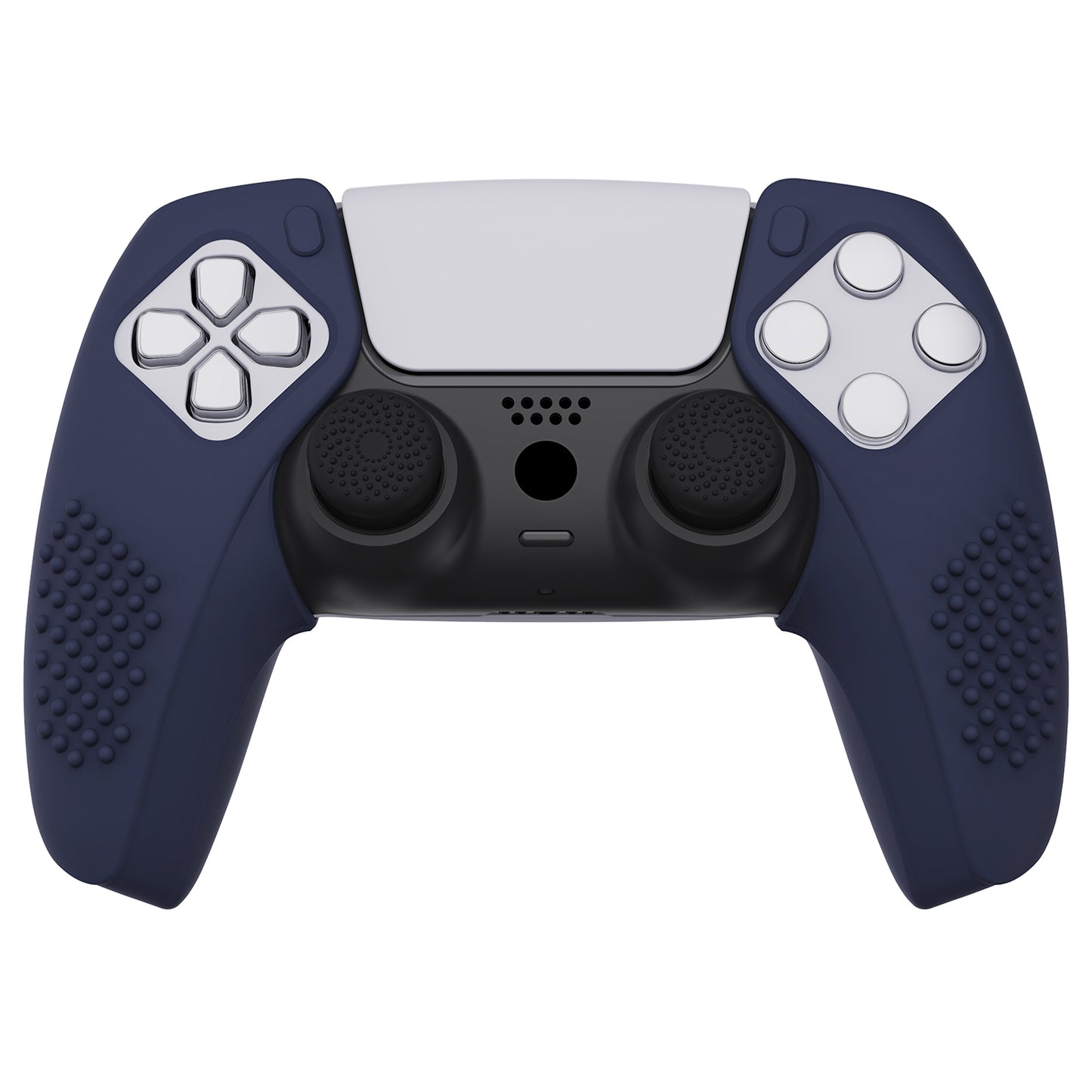 PlayVital 3D Studded Edition Anti-Slip Silicone Cover Skin with Thumb Grip Caps for PS5 Wireless Controller, Compatible with Charging Station - Midnight Blue - TDPF019 PlayVital