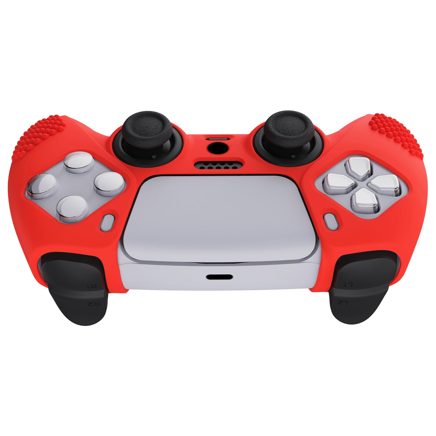 PlayVital 3D Studded Edition Anti-Slip Silicone Cover Skin with Thumb Grip Caps for PS5 Wireless Controller - Passion red - TDPF014 PlayVital