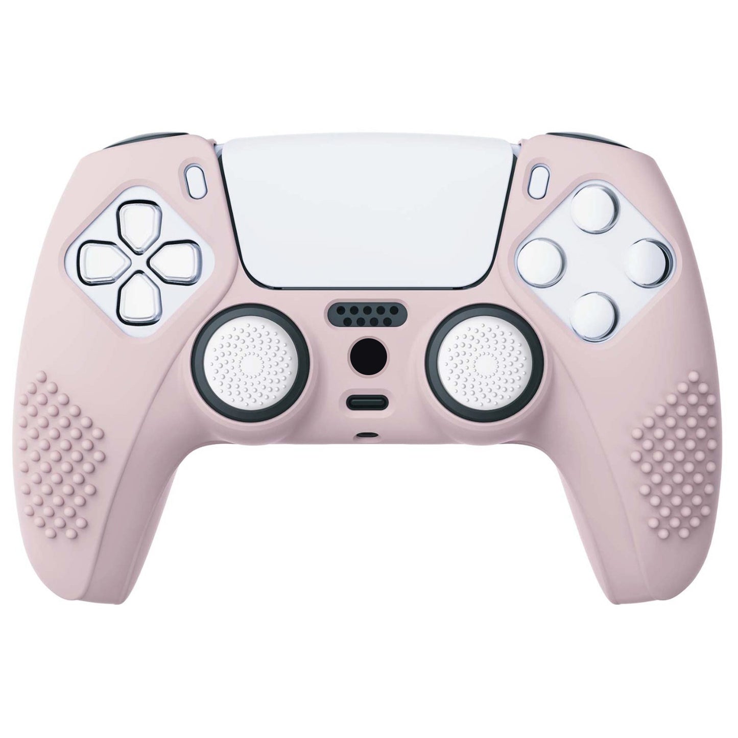 PlayVital 3D Studded Edition Anti-Slip Silicone Cover Skin with Thumb Grip Caps for PS5 Wireless Controller - Pink - TDPF005 PlayVital
