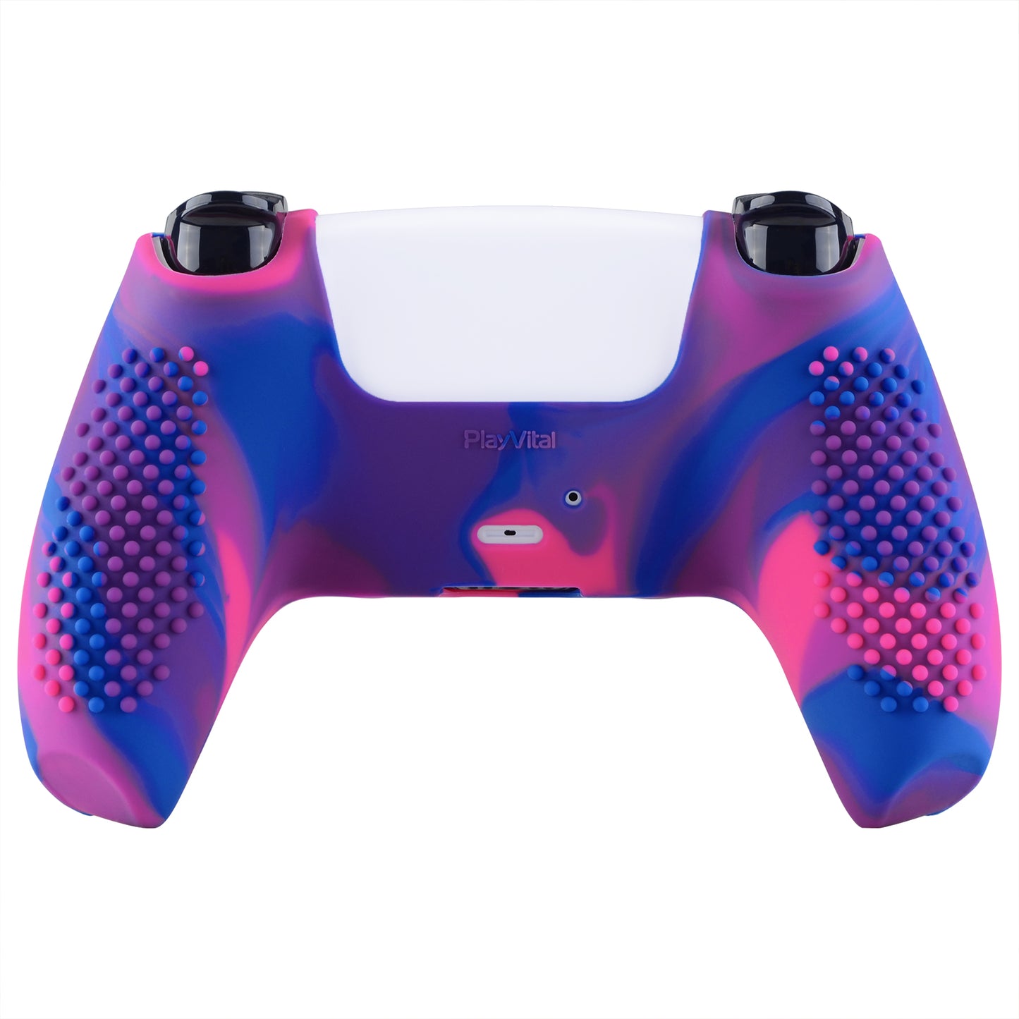 PlayVital 3D Studded Edition Anti-Slip Silicone Cover Skin with Thumb Grip Caps for PS5 Wireless Controller - Pink & Purple & Blue - TDPF021 PlayVital