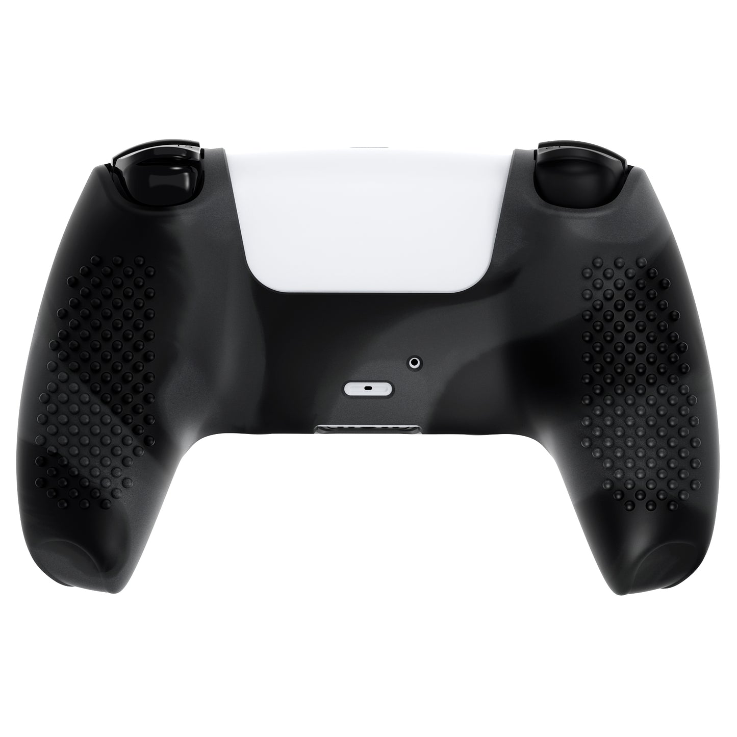 PlayVital 3D Studded Edition Anti-Slip Silicone Cover Skin with Thumb Grip Caps for PS5 Wireless Controller - Dark Gray & Black - TDPF037 PlayVital