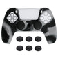 PlayVital 3D Studded Edition Anti-Slip Silicone Cover Skin with Thumb Grip Caps for PS5 Wireless Controller - New Hope Gray & Black - TDPF036 PlayVital