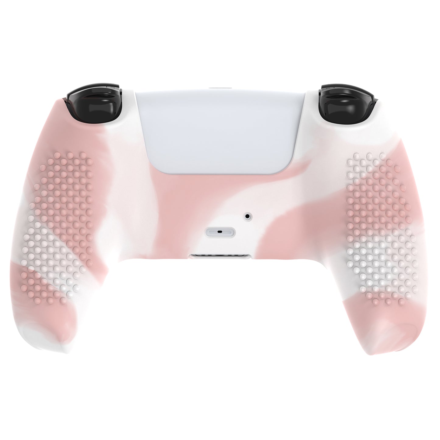 PlayVital 3D Studded Edition Anti-Slip Silicone Cover Skin with Thumb Grip Caps for PS5 Wireless Controller - Pink & White - TDPF038 PlayVital