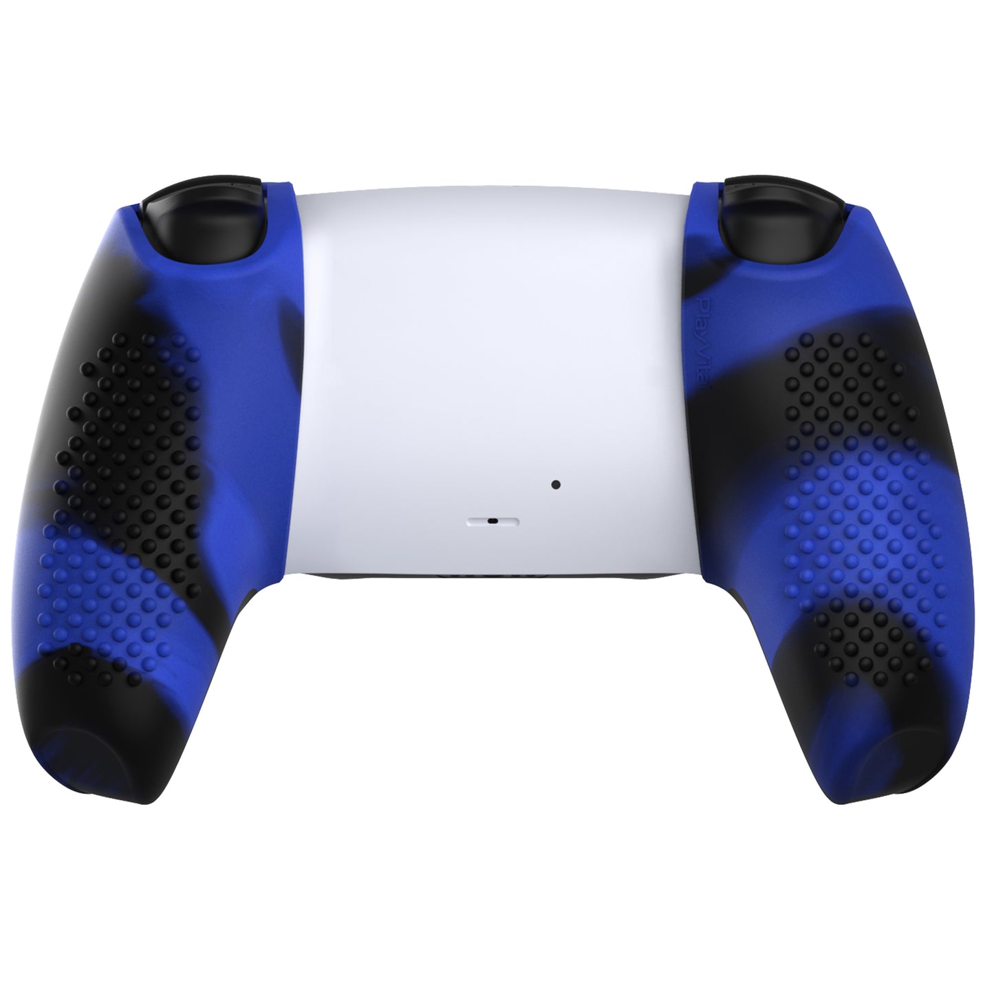 PlayVital 3D Studded Edition Anti-Slip Silicone Cover Skin with Thumb Grip Caps for PS5 Wireless Controller, Compatible with Charging Station - Blue & Black - TDPF040 PlayVital