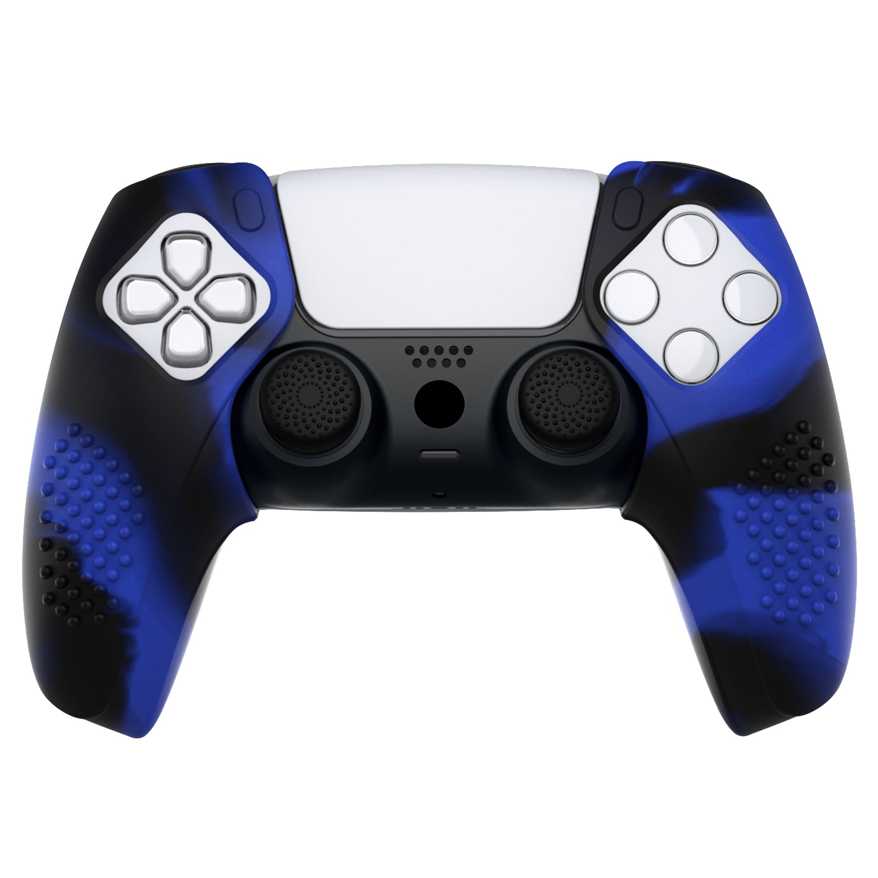 PlayVital 3D Studded Edition Anti-Slip Silicone Cover Skin with Thumb Grip Caps for PS5 Wireless Controller, Compatible with Charging Station - Blue & Black - TDPF040 PlayVital