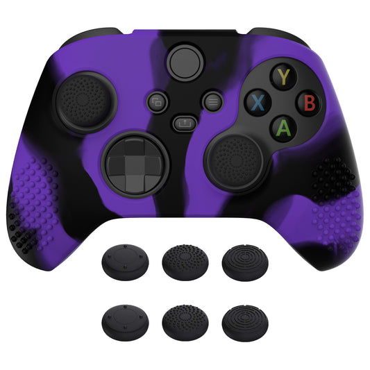 PlayVital 3D Studded Edition Anti-slip Silicone Cover Skin with Thumb Grip Caps for Xbox Series X/S Controller & Xbox Core Wireless Controller - Purple & Black - SDX3022 PlayVital