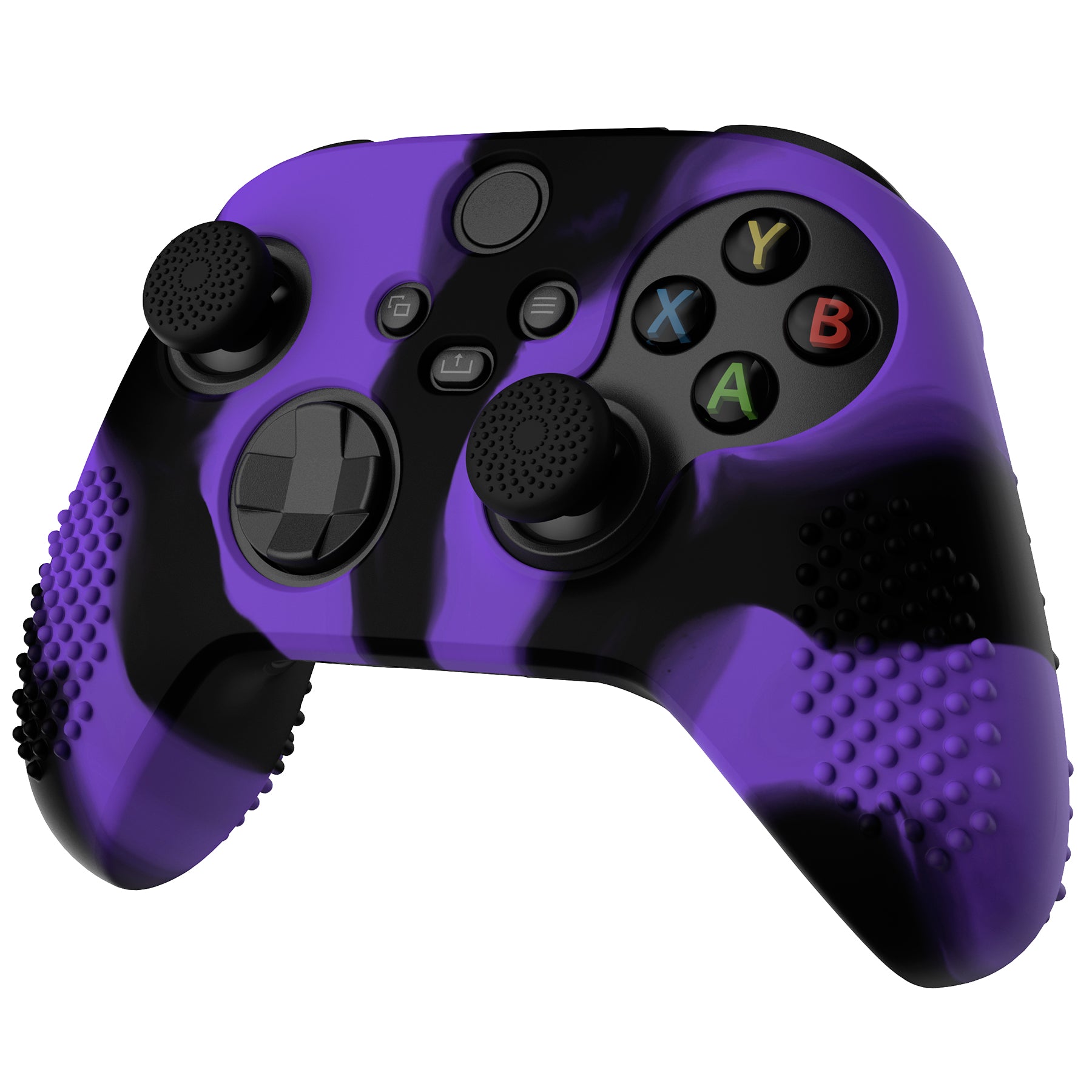 PlayVital 3D Studded Edition Anti-slip Silicone Cover Skin with Thumb Grip Caps for Xbox Series X/S Controller & Xbox Core Wireless Controller - Purple & Black - SDX3022 PlayVital