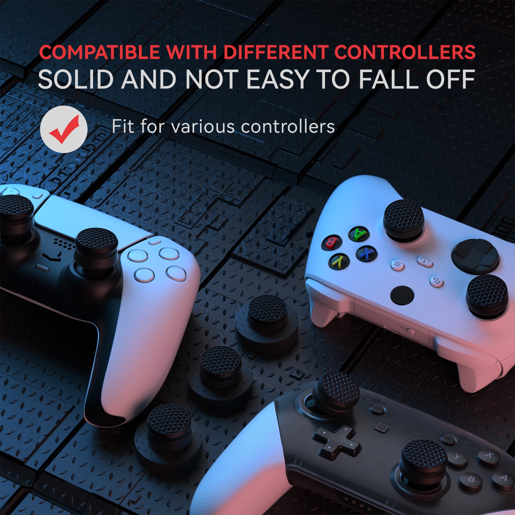 PlayVital 3 Height Armor Thumbs Cushion Caps Thumb Grips for ps5, for ps4, Thumbstick Grip Cover for Xbox Core Wireless Controller, Thumb Grip Caps for Xbox One, Elite Series 2, for Switch Pro - Black - PJM3067 PlayVital