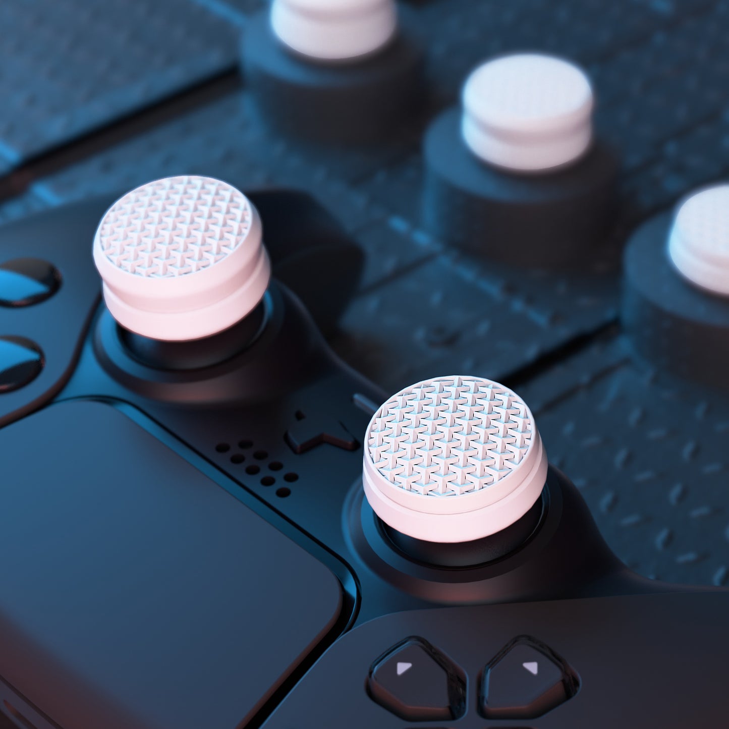 PlayVital 3 Height Armor Thumbs Cushion Caps Thumb Grips for ps5, for ps4, Thumbstick Grip Cover for Xbox Core Wireless Controller, Thumb Grip Caps for Xbox One, Elite Series 2, for Switch Pro - White - PJM3068 PlayVital
