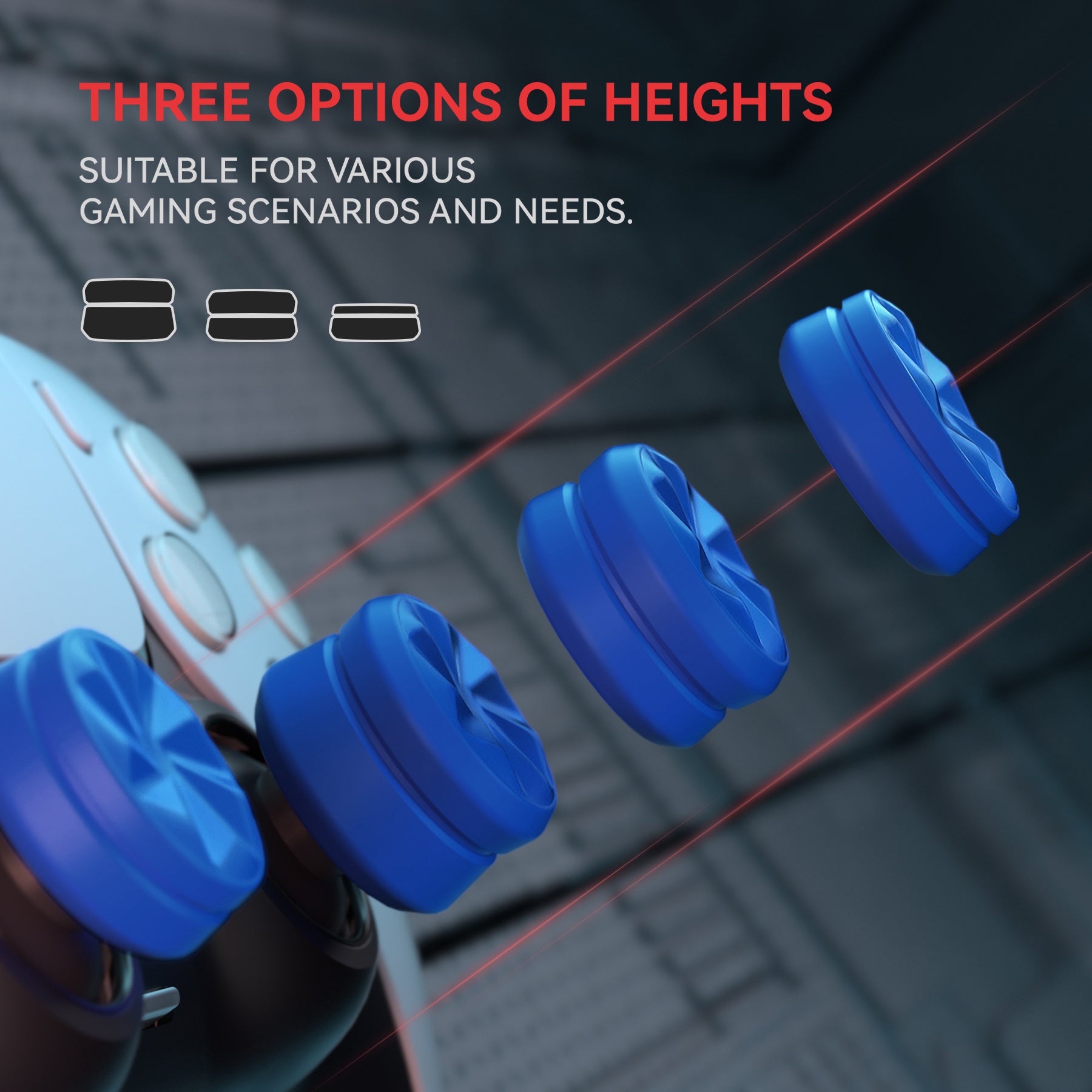 PlayVital 3 Height Hurricane Thumbs Cushion Caps Thumb Grips for ps5, for ps4, Thumbstick Grip Cover for Xbox Core Wireless Controller, Thumb Grips for Xbox One, Elite Series 2, for Switch Pro - Blue - PJM3065 PlayVital