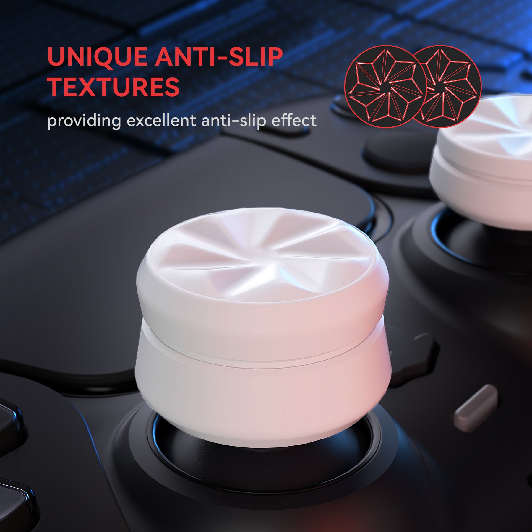 PlayVital 3 Height Hurricane Thumbs Cushion Caps Thumb Grips for ps5, for ps4, Thumbstick Grip Cover for Xbox Core Wireless Controller, Thumb Grips for Xbox One, Elite Series 2, for Switch Pro - White - PJM3063 PlayVital