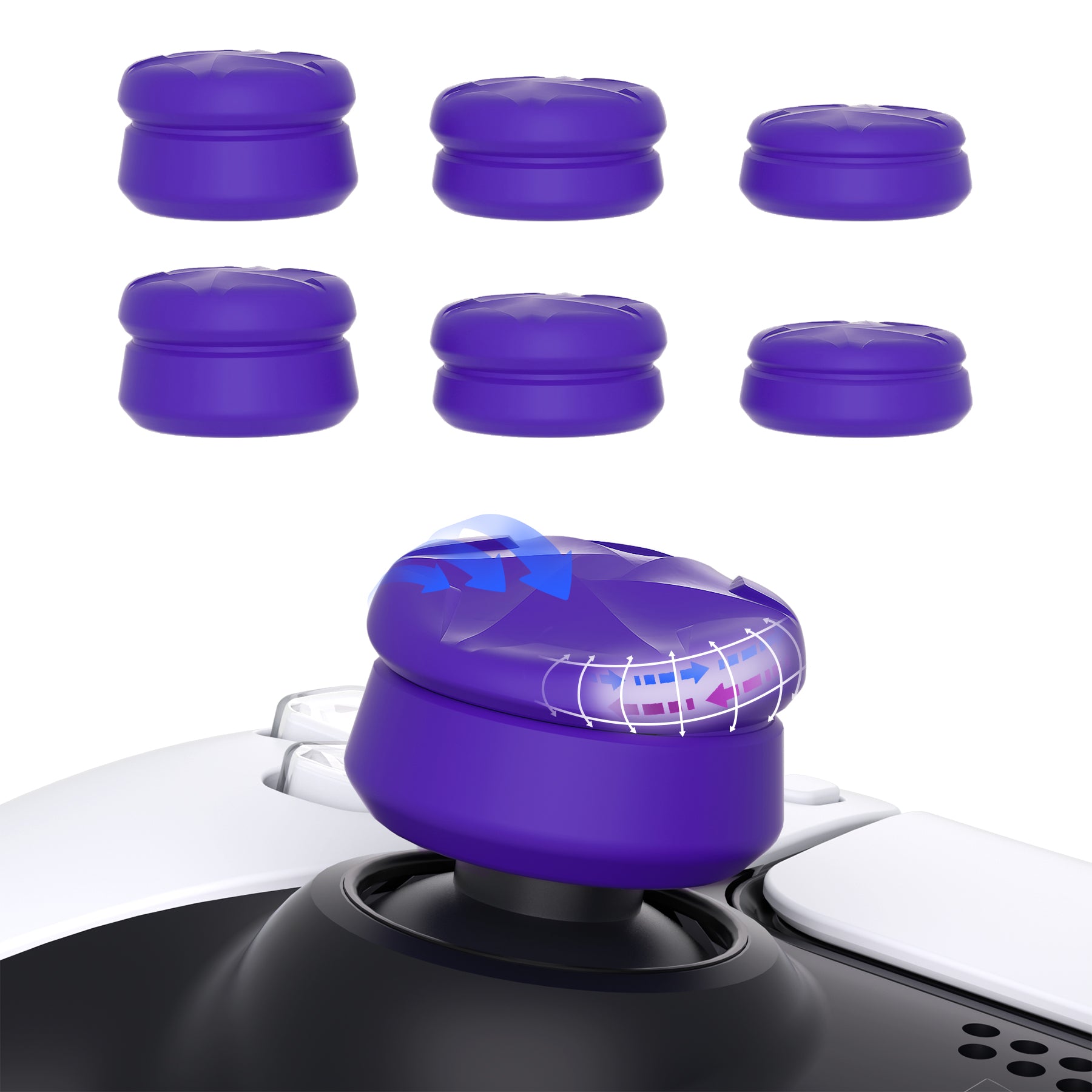 PlayVital 3 Height Razor Thumbs Cushion Caps Thumb Grips for ps5, for ps4, Thumbstick Grip Cover for Xbox Core Wireless Controller, Thumb Grip Caps for Xbox One, Elite Series 2, for Switch Pro - Purple - PJM3059 PlayVital