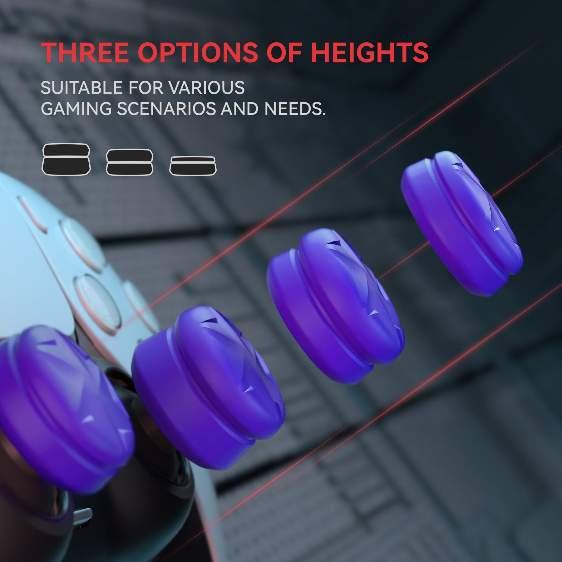 PlayVital 3 Height Razor Thumbs Cushion Caps Thumb Grips for ps5, for ps4, Thumbstick Grip Cover for Xbox Core Wireless Controller, Thumb Grip Caps for Xbox One, Elite Series 2, for Switch Pro - Purple - PJM3059 PlayVital