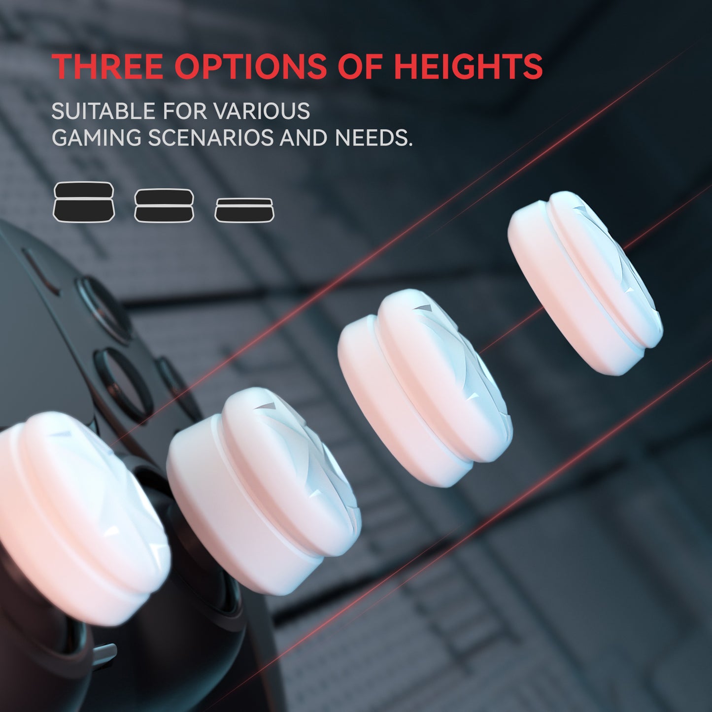 PlayVital 3 Height Razor Thumbs Cushion Caps Thumb Grips for ps5, for ps4, Thumbstick Grip Cover for Xbox Core Wireless Controller, Thumb Grip Caps for Xbox One, Elite Series 2, for Switch Pro - White - PJM3058 PlayVital