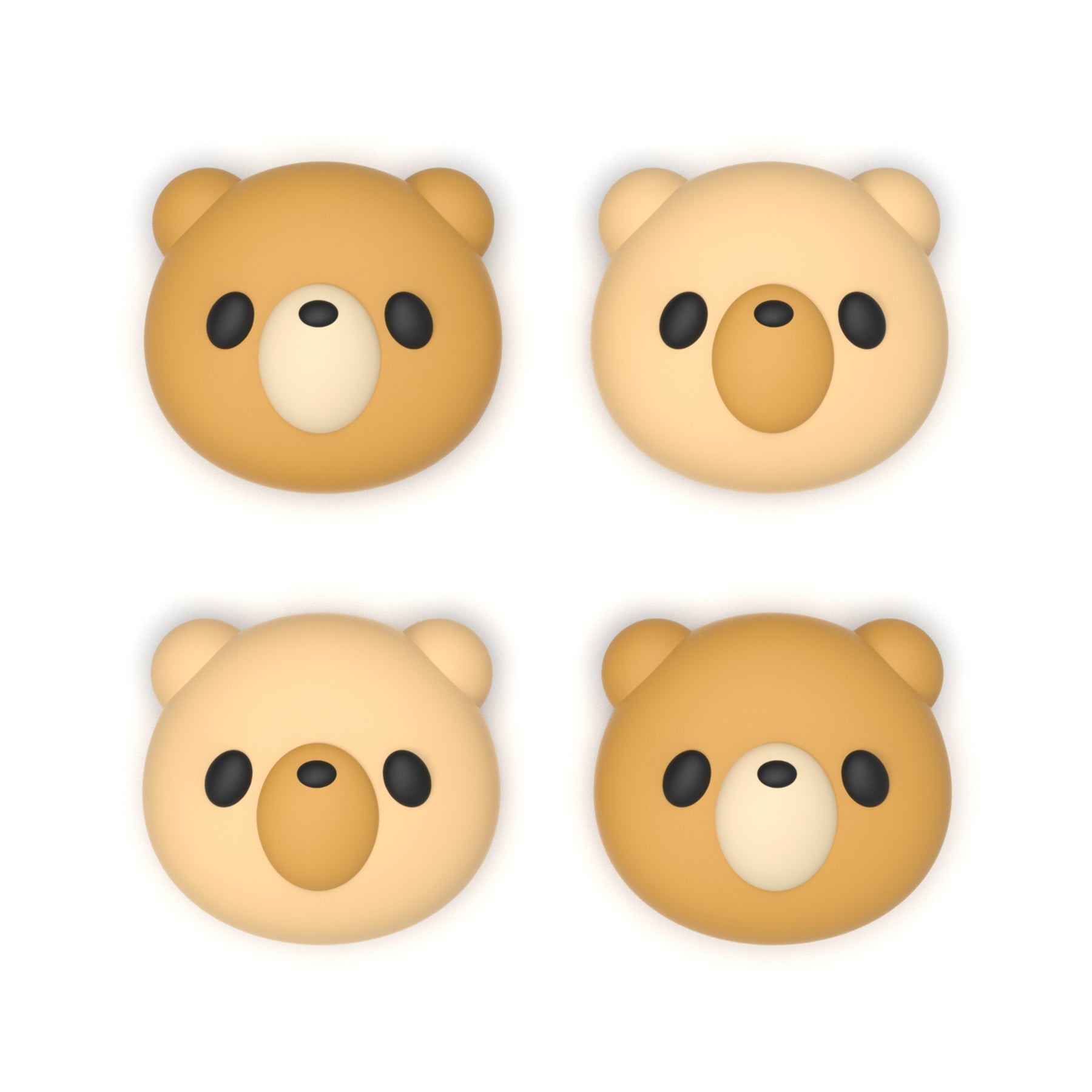 PlayVital 4 Pcs Cute Thumb Grip Caps for Nintendo Switch 2 - Cozy Bear PlayVital