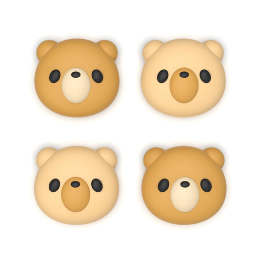 PlayVital 4 Pcs Cute Thumb Grip Caps for Nintendo Switch 2 - Cozy Bear PlayVital
