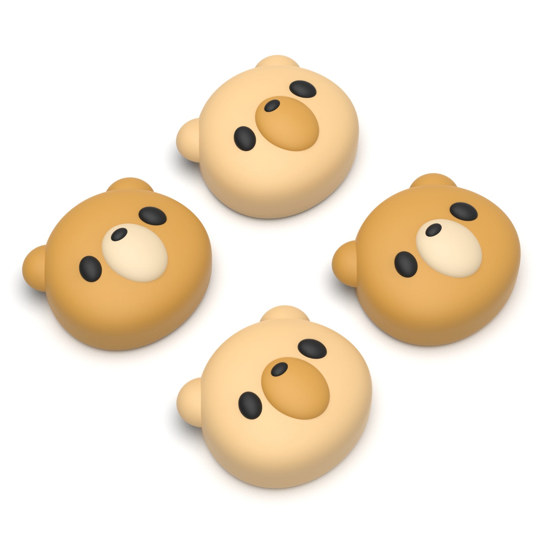 PlayVital 4 Pcs Cute Thumb Grip Caps for Nintendo Switch 2 - Cozy Bear PlayVital