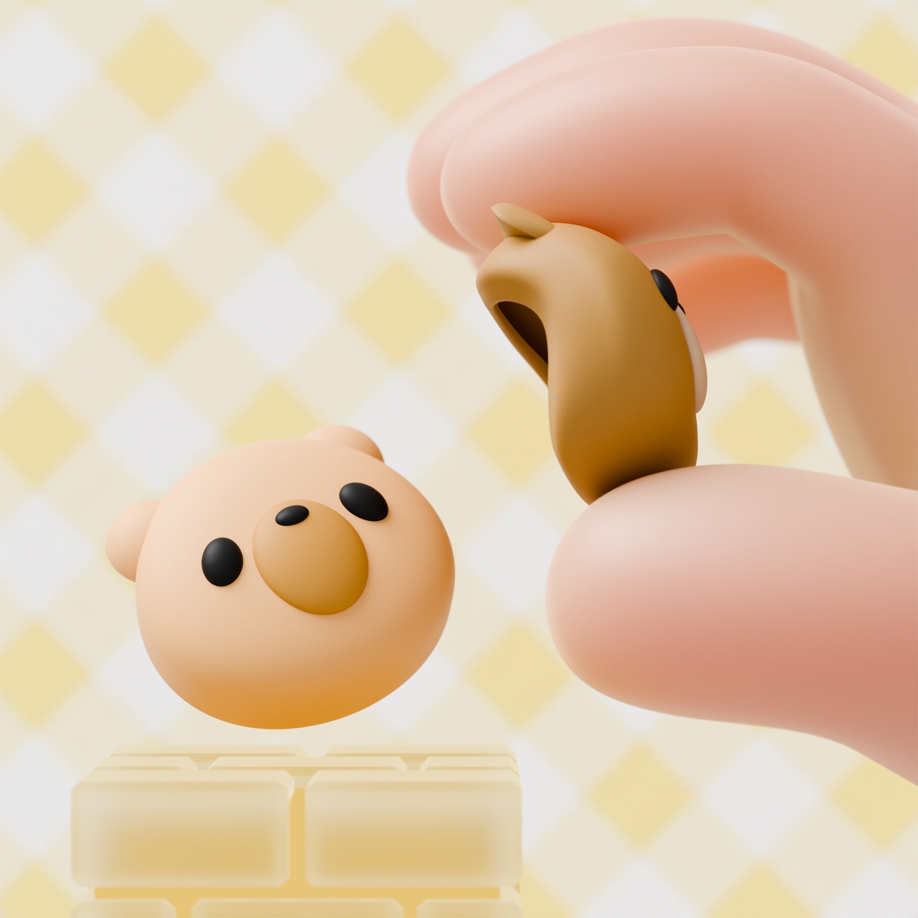 PlayVital 4 Pcs Cute Thumb Grip Caps for Nintendo Switch 2 - Cozy Bear PlayVital