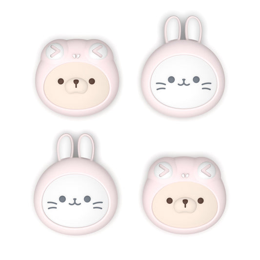 PlayVital 4 Pcs Cute Thumb Grip Caps for Nintendo Switch 2 - Pink Cosplaying Kitten & Puppy PlayVital