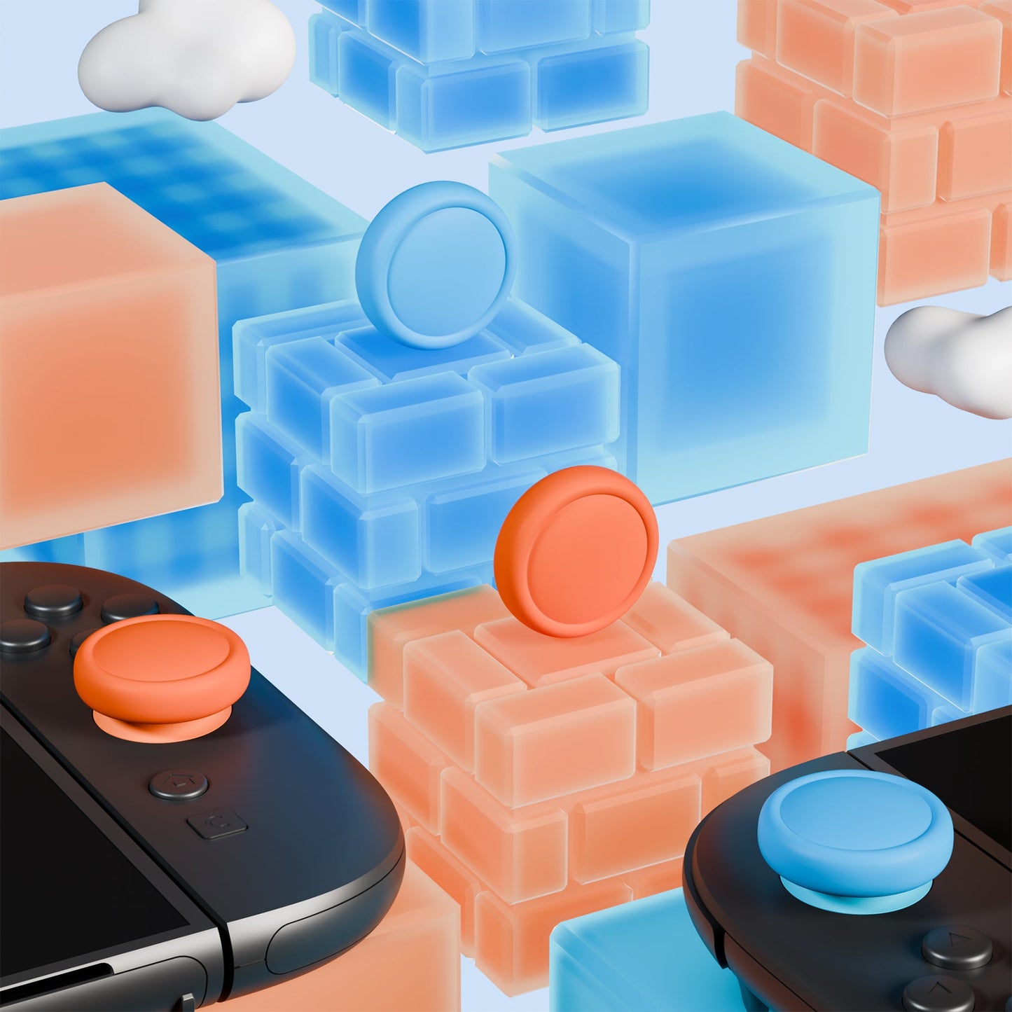 PlayVital 4Pcs Joystick Caps for Nintendo Switch 2, Silicone Thumbstick Grip Cover for Joycon 2 - Blue & Orange PlayVital