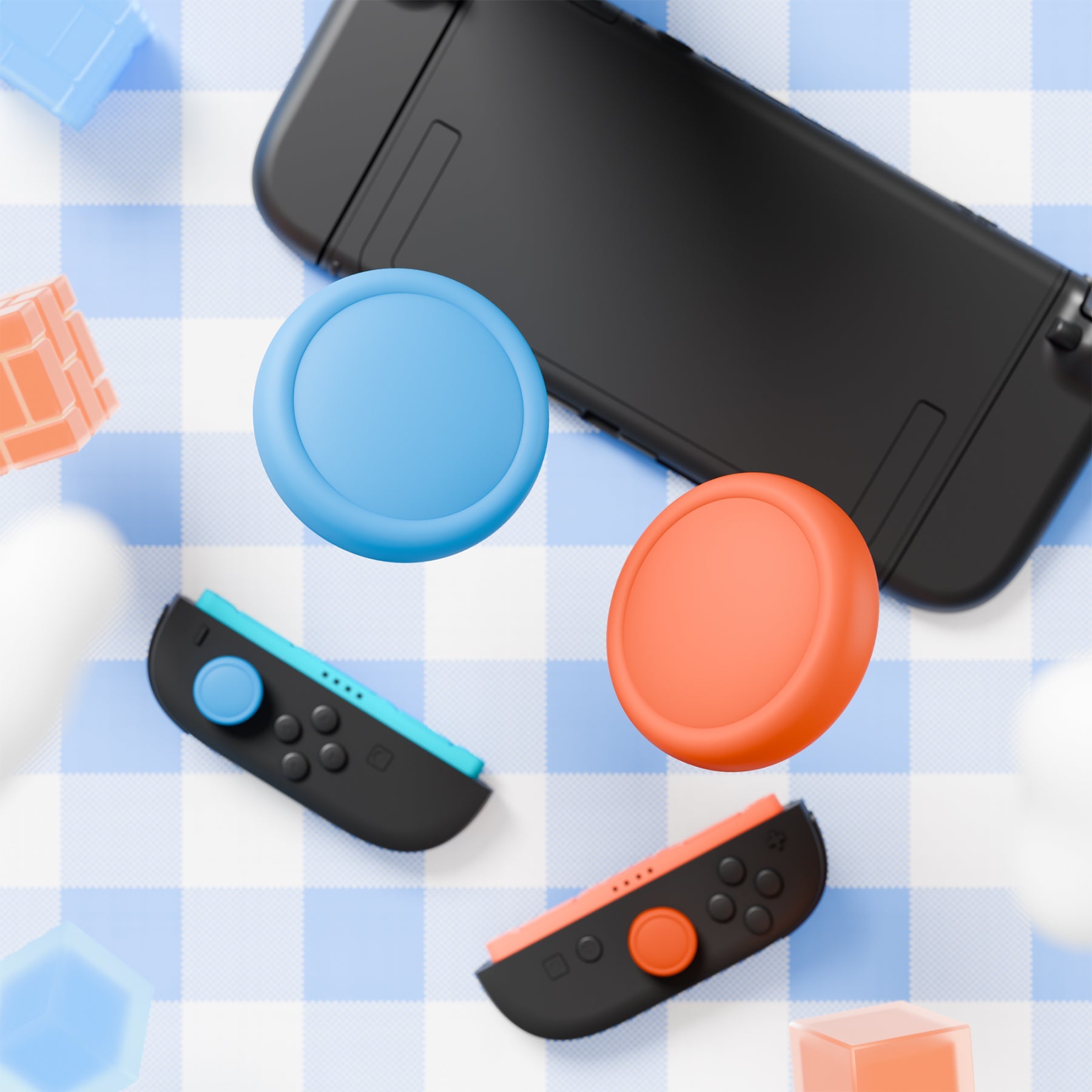 PlayVital 4Pcs Joystick Caps for Nintendo Switch 2, Silicone Thumbstick Grip Cover for Joycon 2 - Blue & Orange PlayVital