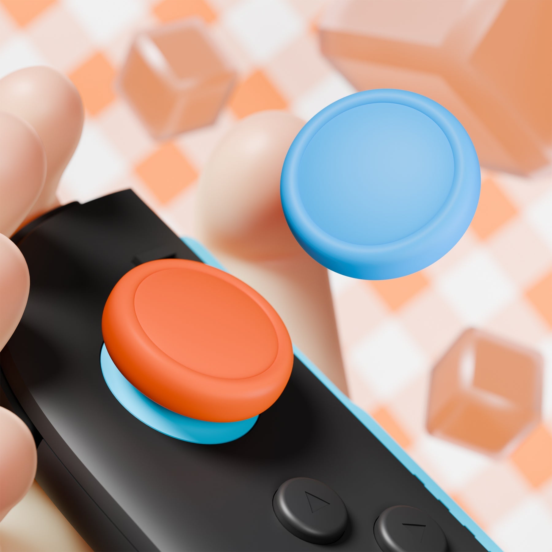 PlayVital 4Pcs Joystick Caps for Nintendo Switch 2, Silicone Thumbstick Grip Cover for Joycon 2 - Blue & Orange PlayVital
