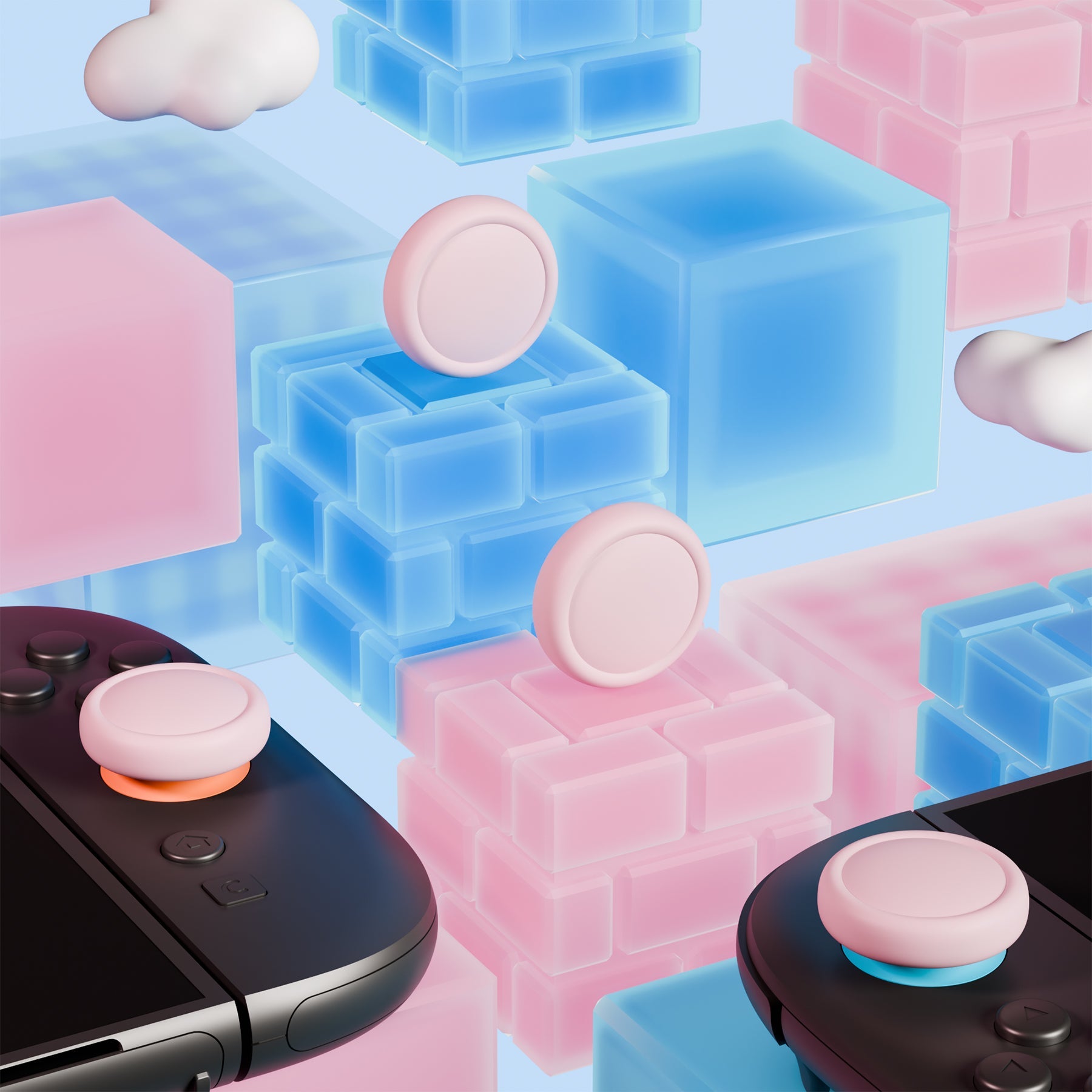 PlayVital 4Pcs Joystick Caps for Nintendo Switch 2, Silicone Thumbstick Grip Cover for Joycon 2 - Pink PlayVital