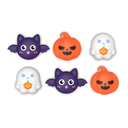 PlayVital 6 Pcs Cute Thumb Grip Caps for Nintendo Switch 2 - Halloween Pumpkin Bat with Spooky Ghost PlayVital