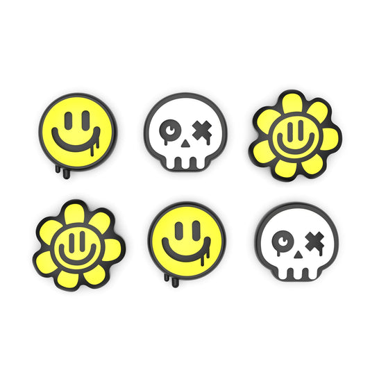 PlayVital 6 Pcs Cute Thumb Grip Caps for Nintendo Switch 2 - Happy & Gloomy Style PlayVital