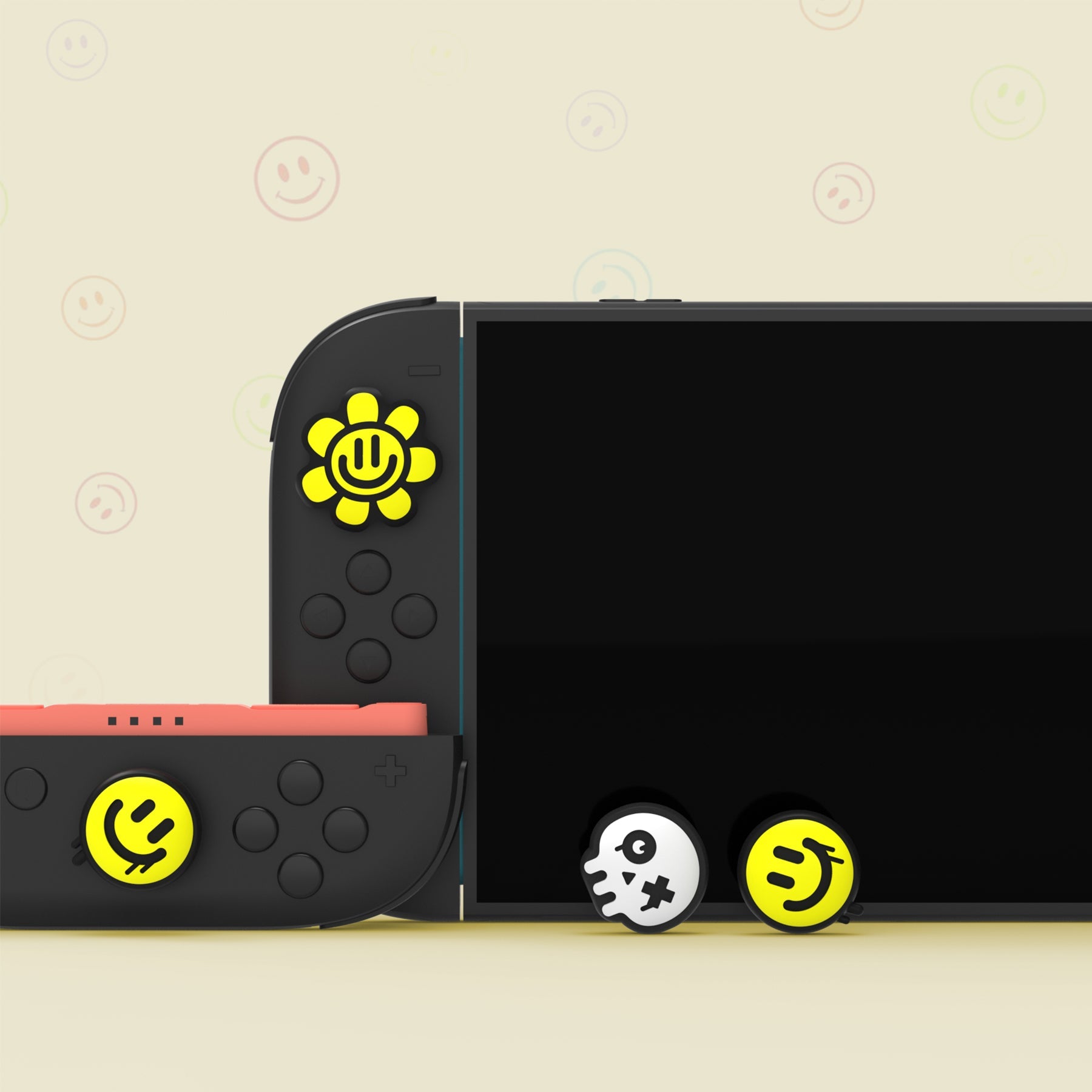 PlayVital 6 Pcs Cute Thumb Grip Caps for Nintendo Switch 2 - Happy & Gloomy Style PlayVital