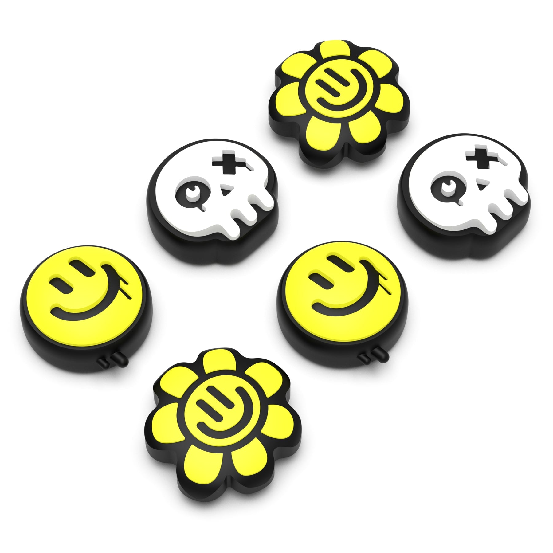 PlayVital 6 Pcs Cute Thumb Grip Caps for Nintendo Switch 2 - Happy & Gloomy Style PlayVital