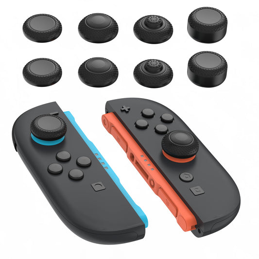 PlayVital 8 in 1 Pro Thumbs Grip Caps for Nintendo Switch 2, 8Pcs Ergonomic Anti-Slip Joystick Caps for Joycon 2 Grip - Black PlayVital
