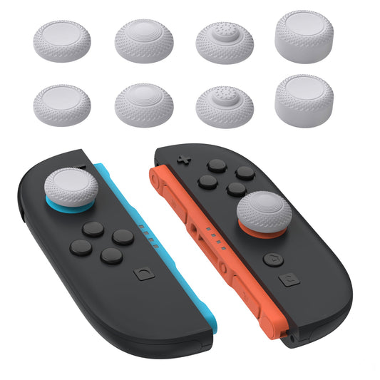 PlayVital 8 in 1 Pro Thumbs Grip Caps for Nintendo Switch 2, 8Pcs Ergonomic Anti-Slip Joystick Caps for Joycon 2 Grip - New Hope Gray PlayVital