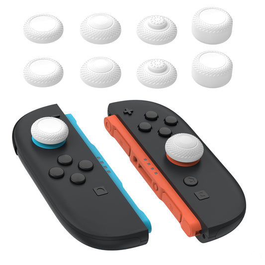 PlayVital 8 in 1 Pro Thumbs Grip Caps for Nintendo Switch 2, 8Pcs Ergonomic Anti-Slip Joystick Caps for Joycon 2 Grip - White PlayVital