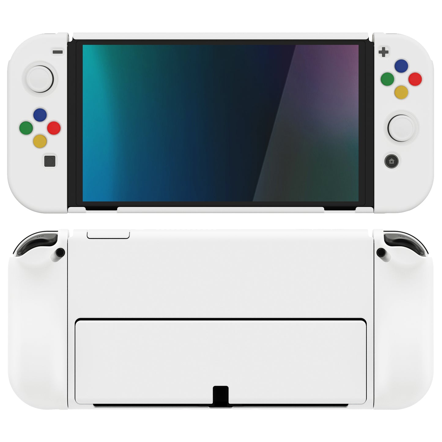 PlayVital AlterGrips Dockable Hard Shell Protective Case with Thumb Grip Caps & Button Caps for Nintendo Switch OLED - White playvital