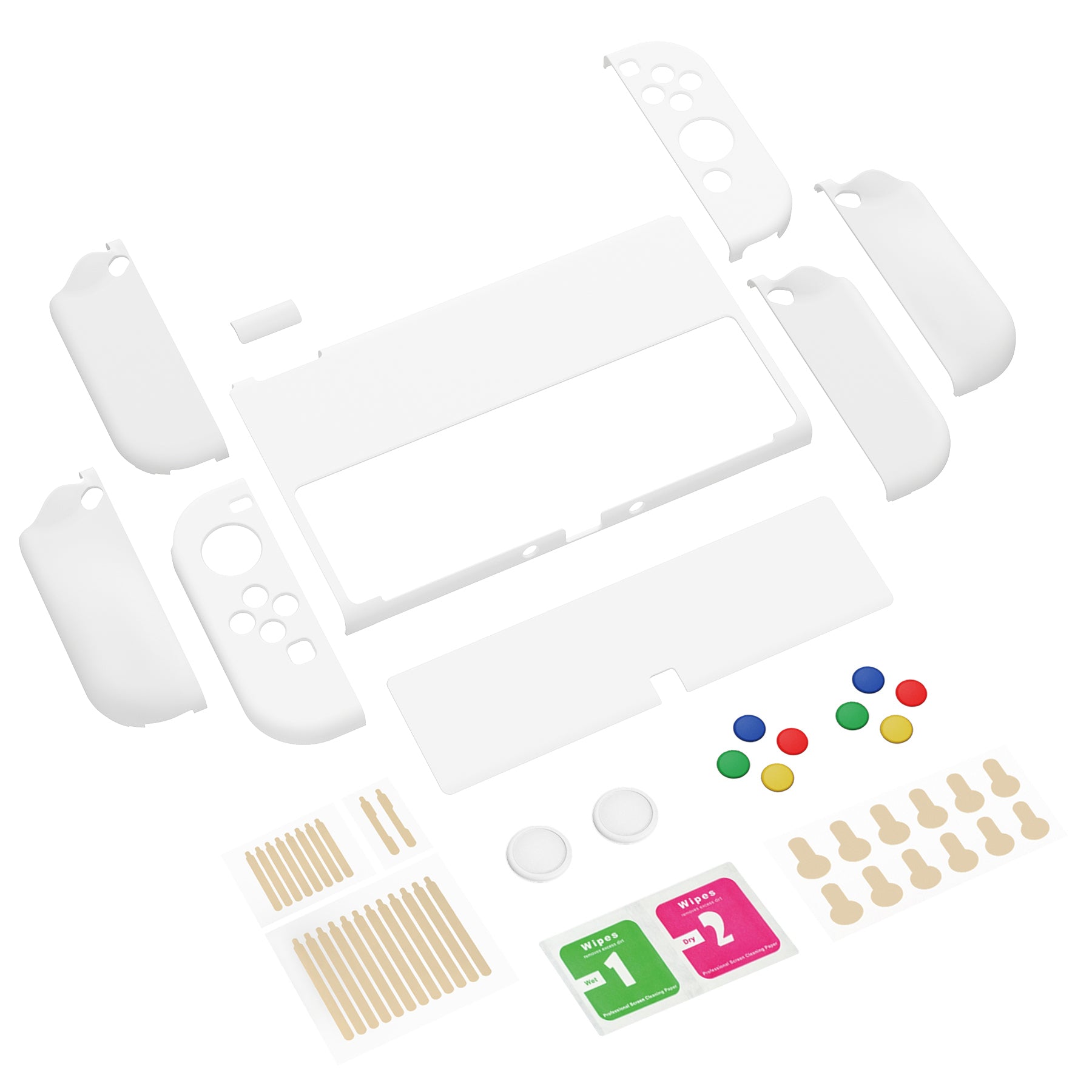 PlayVital AlterGrips Dockable Hard Shell Protective Case with Thumb Grip Caps & Button Caps for Nintendo Switch OLED - White playvital