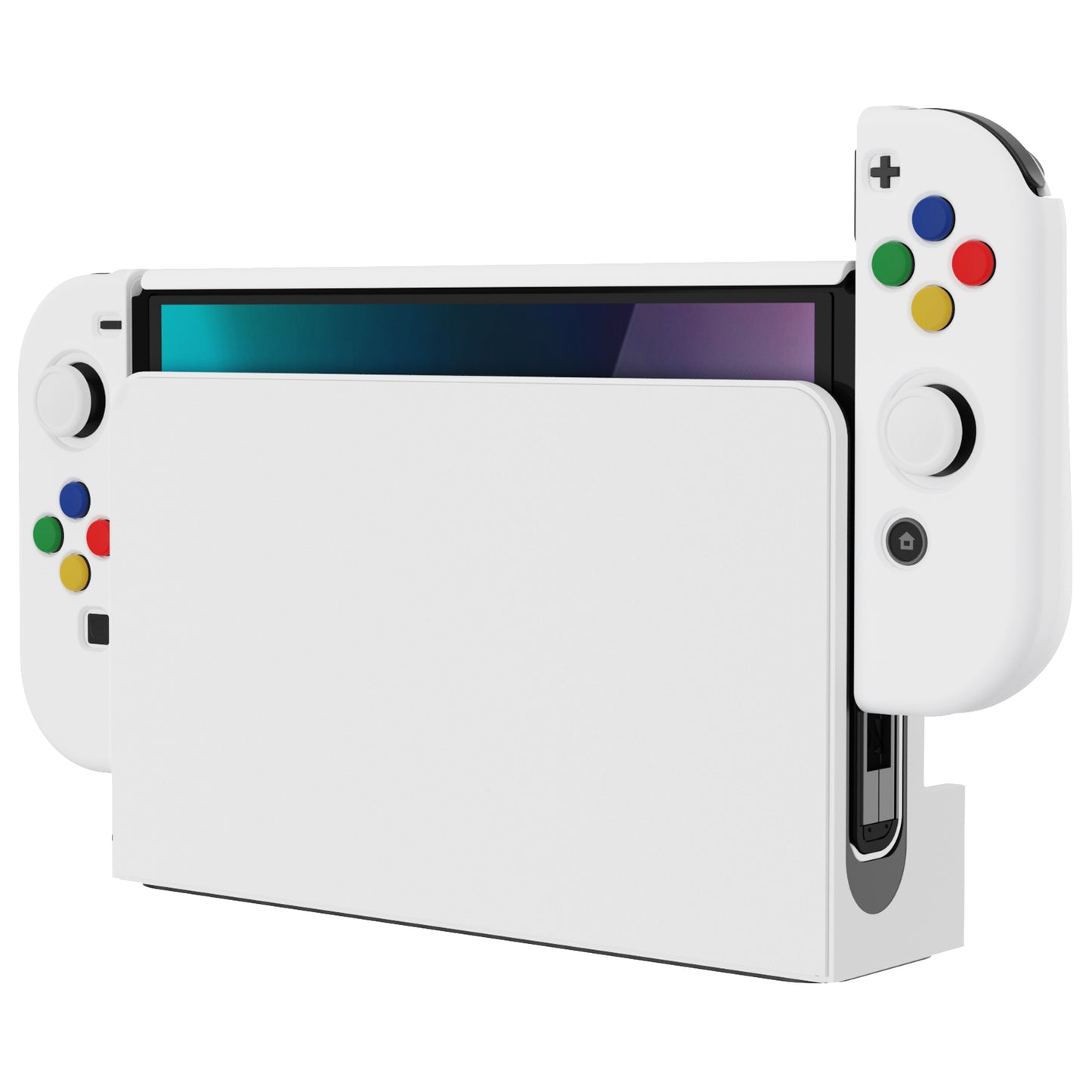 PlayVital AlterGrips Dockable Hard Shell Protective Case with Thumb Grip Caps & Button Caps for Nintendo Switch OLED - White playvital