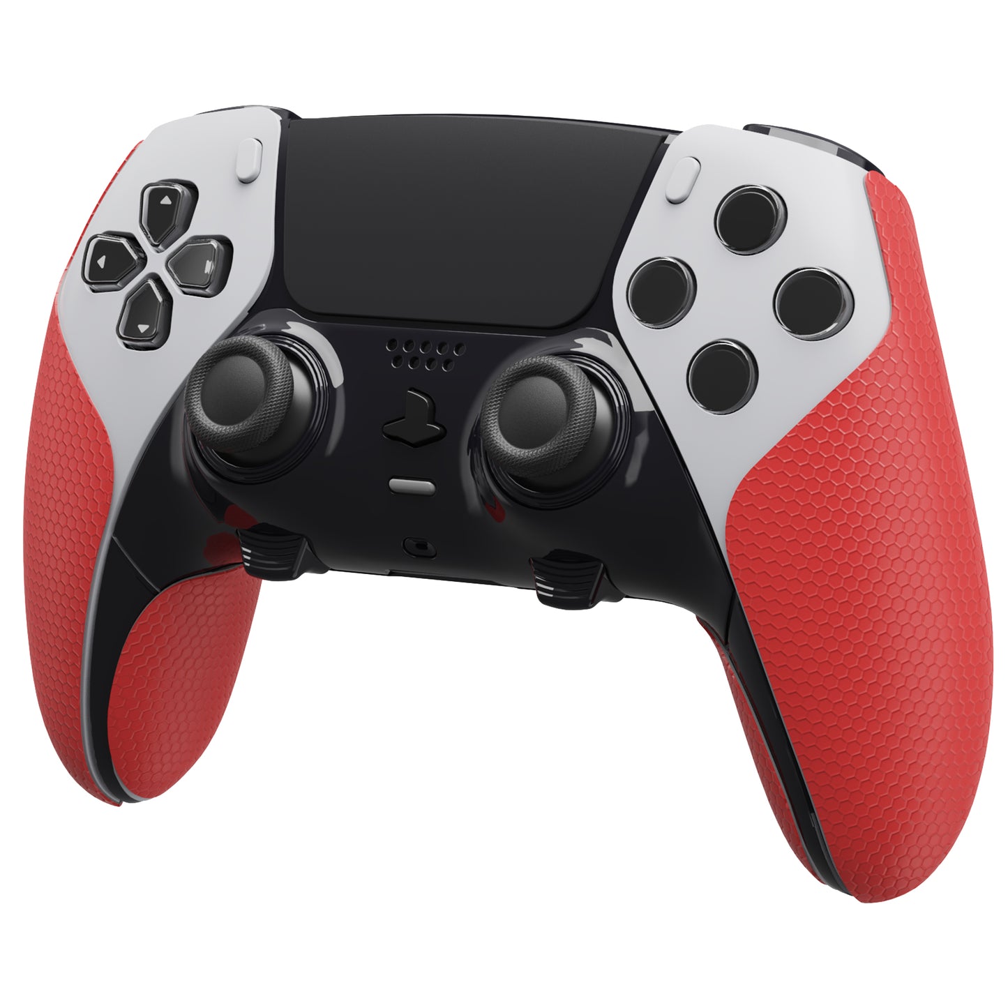 PlayVital Anti-Skid Sweat-Absorbent Controller Grip for ps5 Edge Wireless Controller, Professional Textured Soft PU Handle Grips Anti Sweat Protector for ps5 Edge Controller - Red - PFPJ147