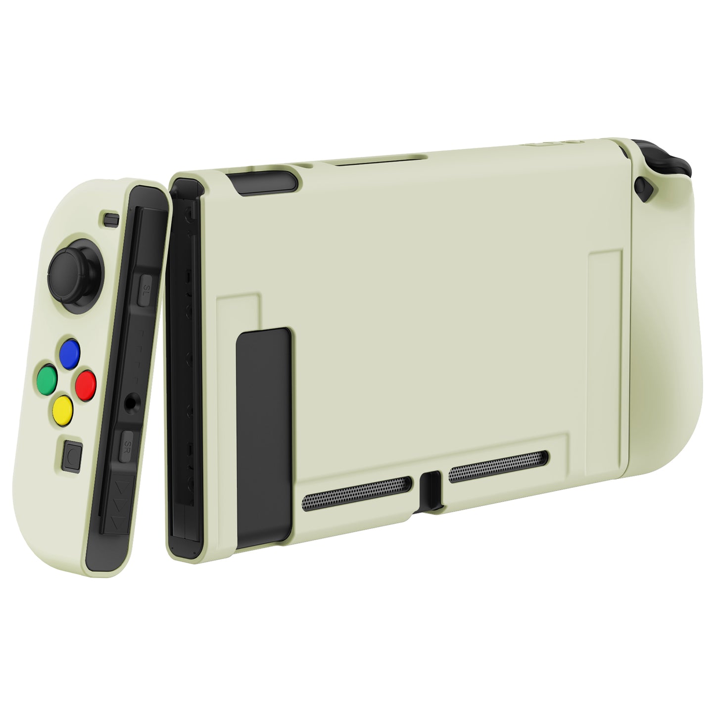 PlayVital Antique Yellow Protective Case for NS Switch, Soft TPU Slim Case Cover for NS Switch Joy-Con Console with Colorful ABXY Direction Button Caps - NTU6033G2 PlayVital